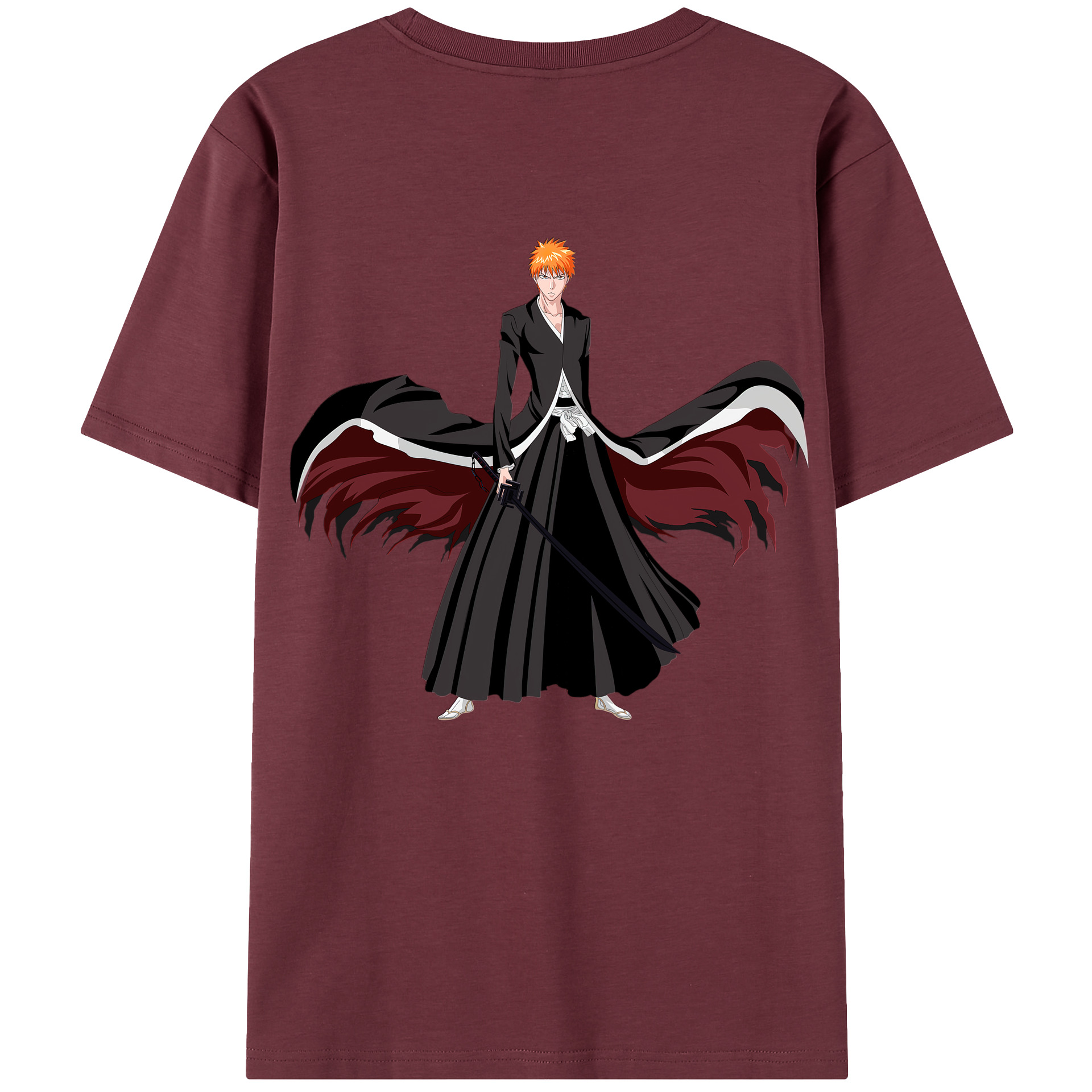 （画像用） ブリーチ 黒崎一護（くろさき いちご）BLEACH Kurosaki Ichigo 綿100％半袖Tシャツ（背面プリント）